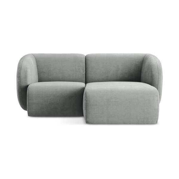 Divano angolare grigio (con penisola a destra/con chaise lounge) con rivestimento in ciniglia Lani – Makamii