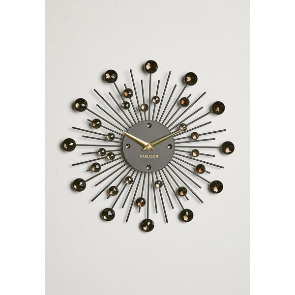 Orologio da parete in cristalli neri Sunburst - Karlsson-image-4