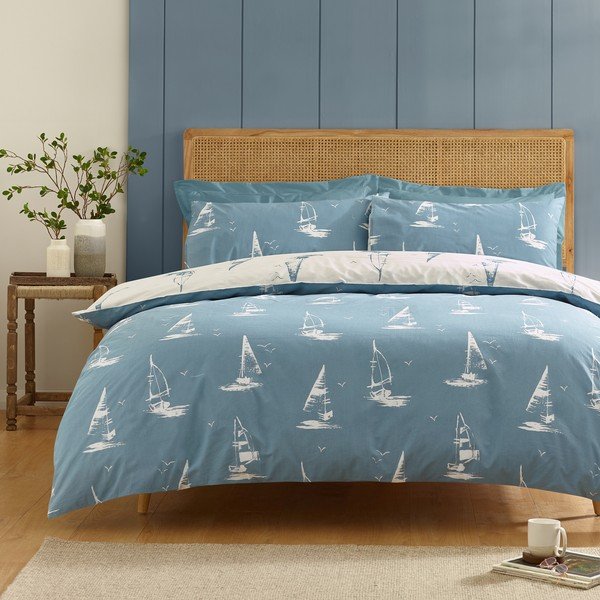 Set copripiumino e federa blu per letto singolo 135x200 cm Salcombe Boats – Catherine Lansfield-image-2
