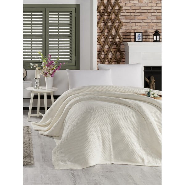 Copriletto crema chiaro con cotone Silvi, 220 x 240 cm - Homemania Decor