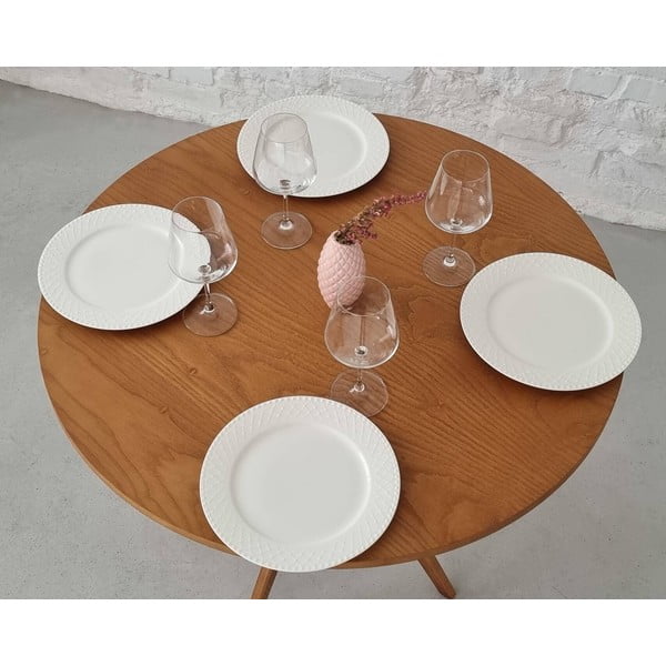 Tavolo da pranzo rotondo con piano effetto frassino ø 90 cm Jubi – Ragaba-image-3