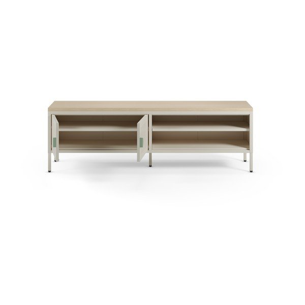 Mobile TV color crema/di colore naturale in metallo 160x50x35 cm Sayla – Marckeric-image-1
