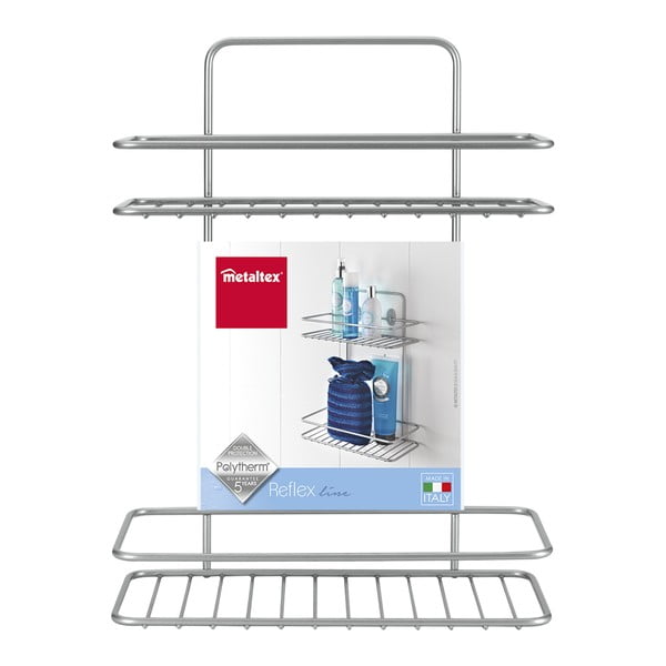 Mensola da bagno angolare a parete con due piani Rif. - Metaltex-image-2