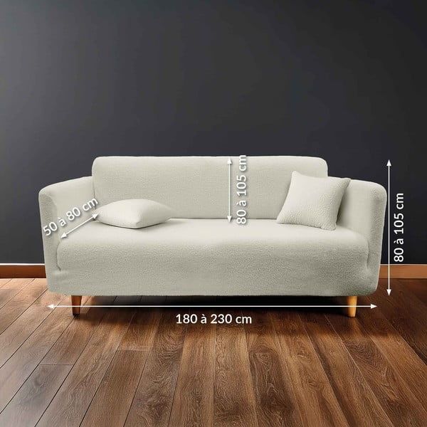 Copridivano color crema con rivestimento elastico per divano a 3 posti Laina – douceur d'intérieur-image-2