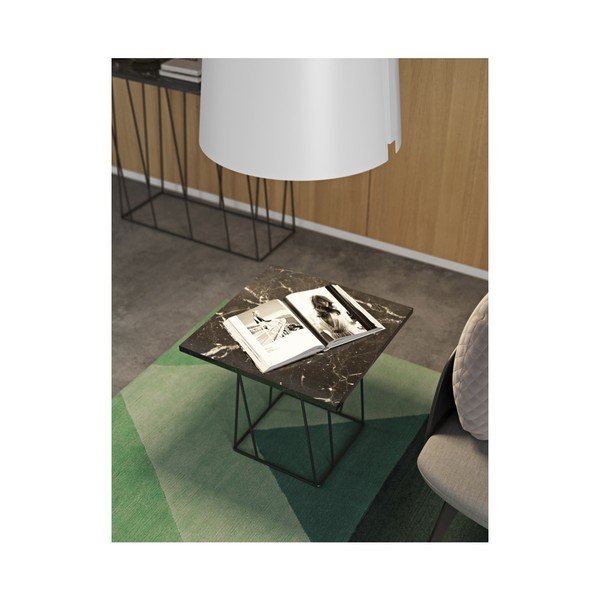 Tavolino in marmo nero con gambe nere Helix, 50 x 50 cm - TemaHome-image-4