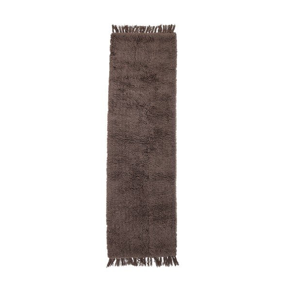 Tmavě hnědý vlněný koberec Bloomingville Pile, 70 x 240 cm