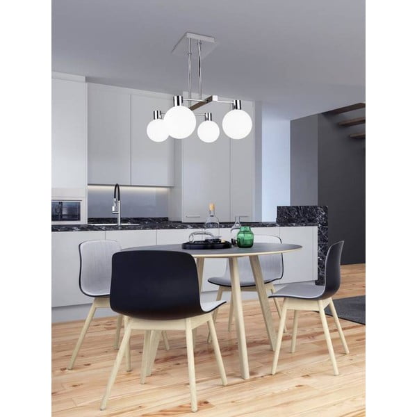 Lampada a sospensione in argento con paralume in vetro 38x35 cm Maldus - Candellux Lighting-image-1