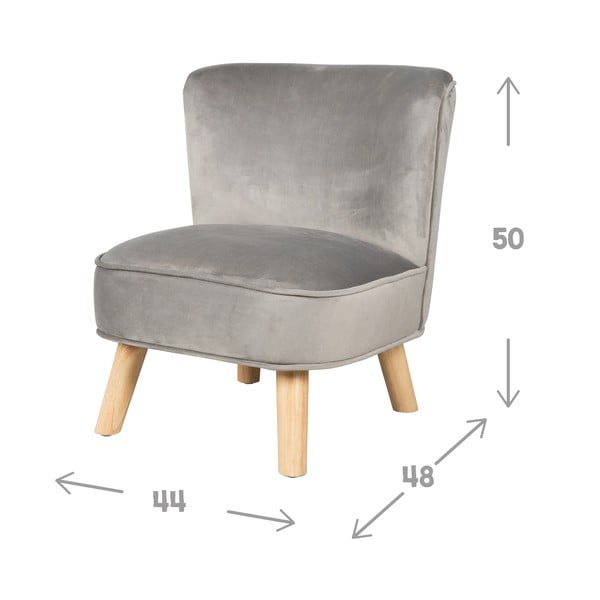 Sedia per bambini in velluto grigio chiaro Lil Sofa - Roba-image-3