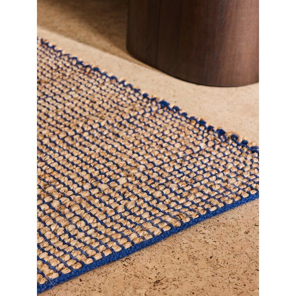 Tappeto blu in misto iuta tessuto a mano 120x170 cm Hurley – MADE-image-3