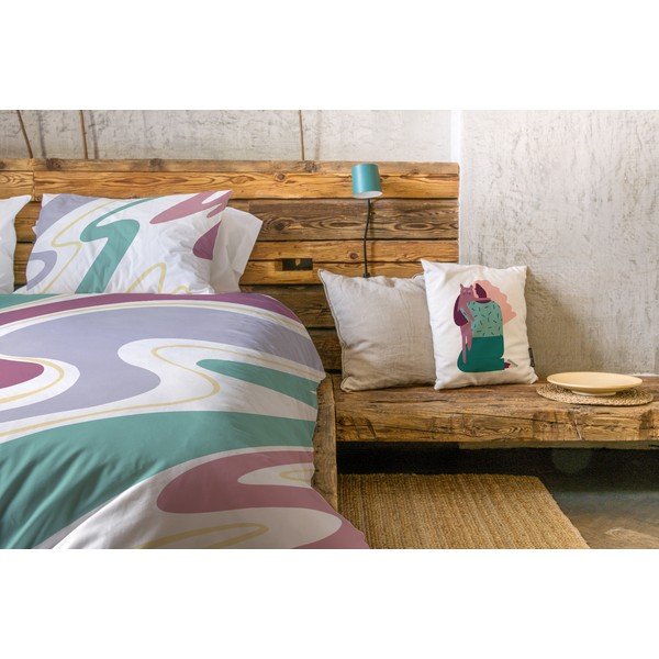 Biancheria da letto singola in cotone sateen bianco e blu 140x200 cm Student Collection - Butter Kings-image-1