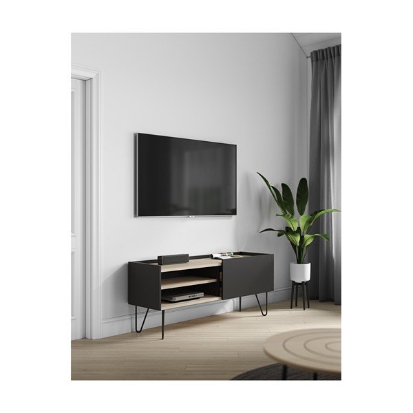 Cassettiera nera con ripiano e anta , 140 x 59 cm Nina - TemaHome-image-4