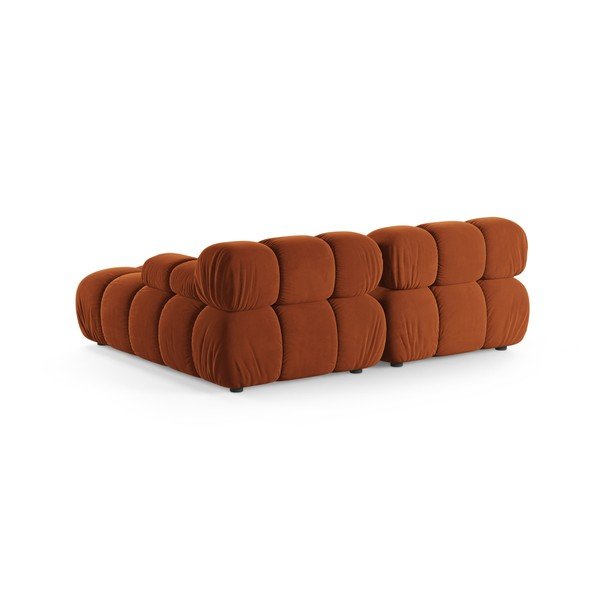 Divano angolare componibile color terracotta (con penisola a destra/con chaise lounge) con rivestimento in velluto – Micadoni -image-3