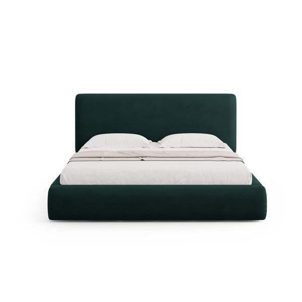 Letto matrimoniale imbottito verde scuro con contenitore e doghe 160x200 cm Colonel - Cosmopolitan Design-image-3