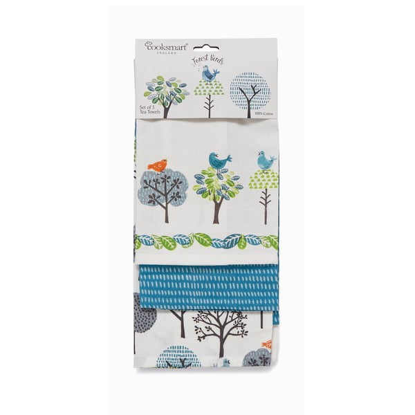 Asciugamani in cotone in set da 3 45x65 cm Forest Birds - Cooksmart ®