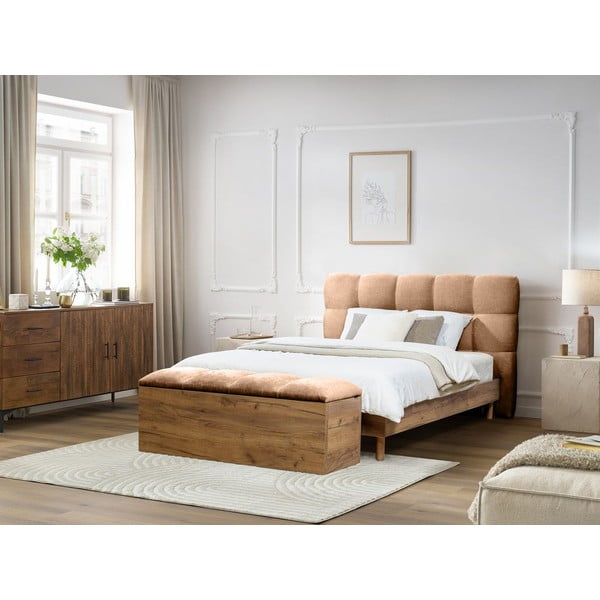 Letto matrimoniale imbottito rosa chiaro rete inclusa 160x200 cm Kumo - Bobochic Paris-image-4