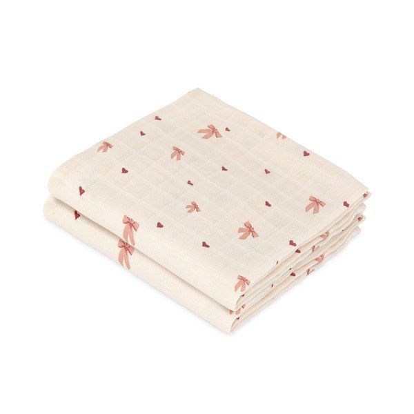 Pannolini rosa/beige in mussola 2 pz 70x70 cm Bows – Cam Cam Copenhagen