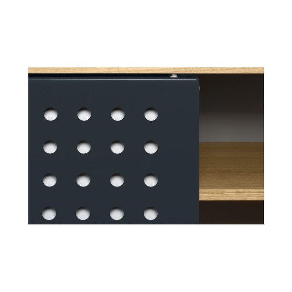 TV komoda v dekoru dubového dřeva s černobílými detaily TemaHome Dann Dots, délka 135 cm-image-1