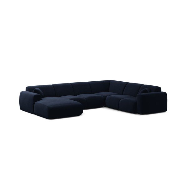 Divano angolare blu (a U) con rivestimento in velluto Molino – Micadoni 