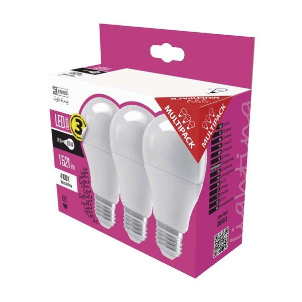 Lampadine LED neutre in set di 3 pezzi E27, 13 W - EMOS-image-1