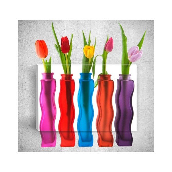 Nástěnný 3D obraz Mosticx Bottles With Flowers, 40 x 60 cm