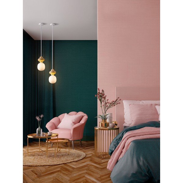 Lampadario bianco/color crema in ceramica con paralume in vetro ø 18 cm Clio – Nova Luce-image-2