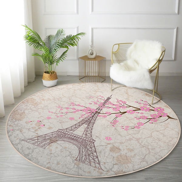 Tappeto rotondo lavabile rosa chiaro adatto per aspirapolvere robot ø 120 cm Comfort - Mila Home-image-2