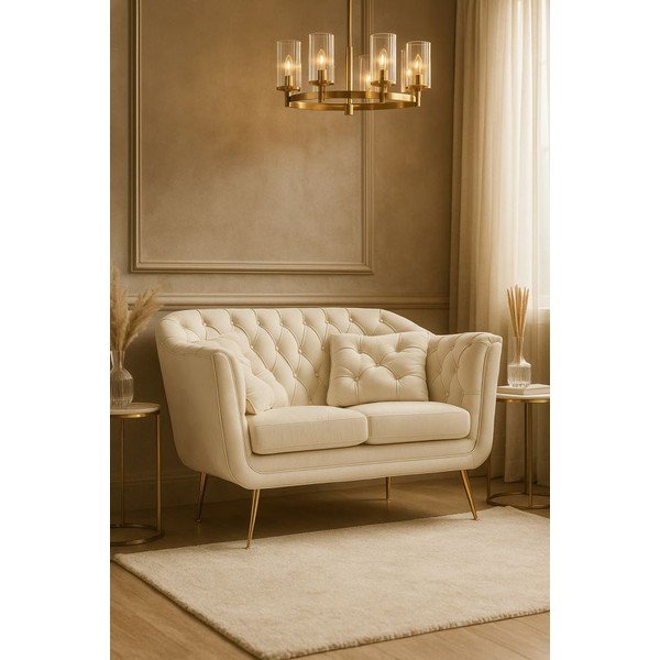 Divano color crema con rivestimento in velluto 130 cm Budapest – Mauro Ferretti-image-1