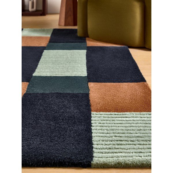 Tappeto blu scuro in fibre riciclate tessuto a mano 200x290 cm Franka – MADE-image-3