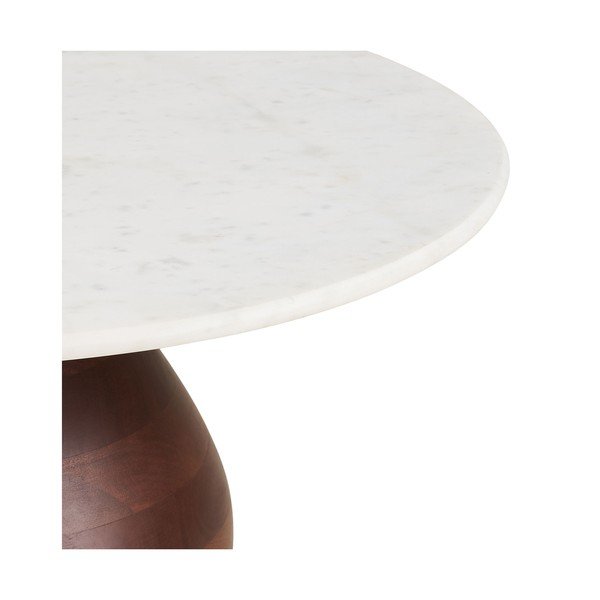 Tavolino da salotto rotondo bianco/colore naturale scuro con piano in marmo ø 70 cm Heide – House Nordic-image-4