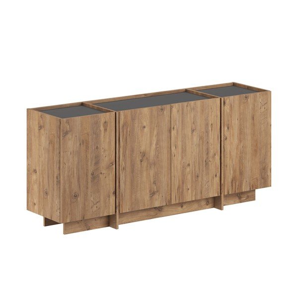 Credenza di colore naturale con effetto pino con apertura per cavi 180x80x45 cm Dorma – Kalune Design