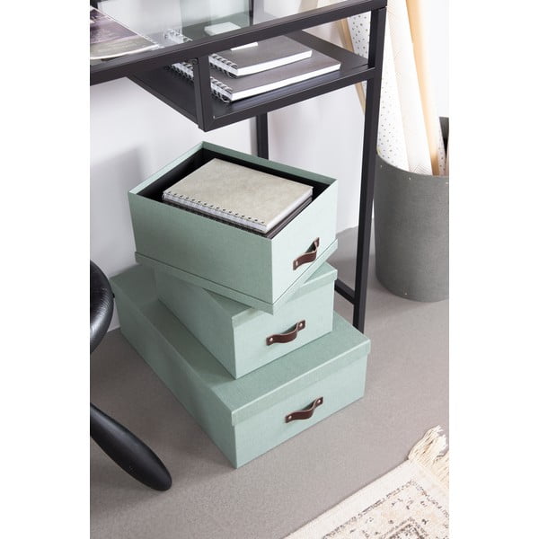 Scatole di cartone con coperchio color menta in set di 3 31x47x15 cm Inge - Bigso Box of Sweden-image-2