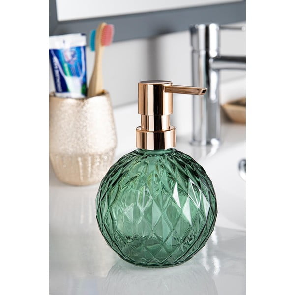 Dispenser di sapone in vetro verde 450 ml - Foutastic-image-1