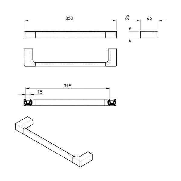 Porta asciugamani a parete in ottone color oro Pirenei - Sapho-image-1