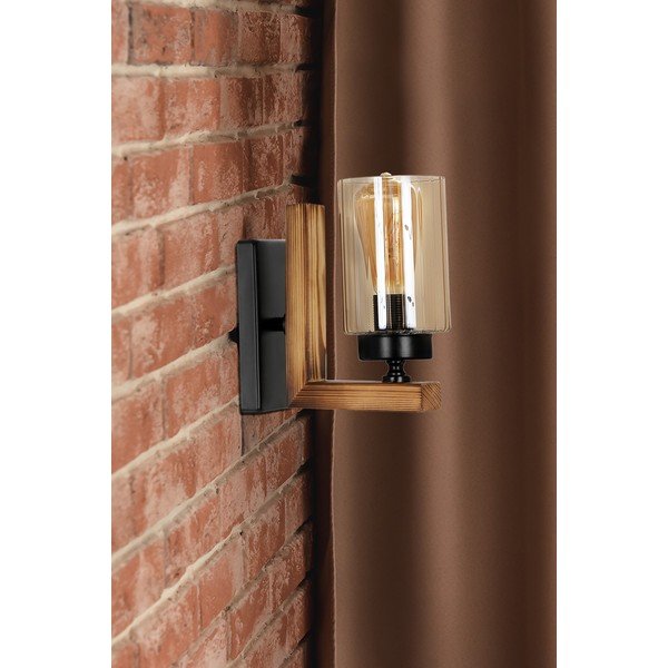 Lampada da parete nera/di colore naturale Linda – Opviq lights-image-1