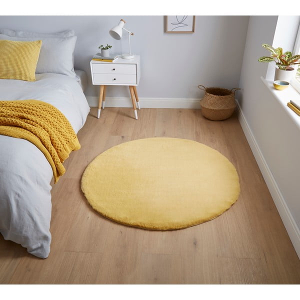Tappeto giallo , ⌀ 120 cm Teddy - Think Rugs-image-1