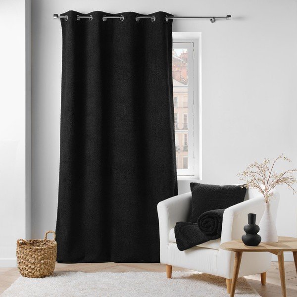 Tenda bouclé nera 140x240 cm Wooly - douceur d'intérieur-image-3