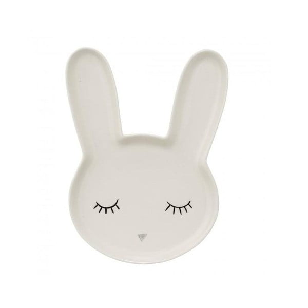 Piatto per bambini in gres bianco Bunny Smilla - Bloomingville Mini