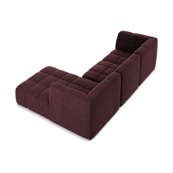 Divano angolare burgundy (con penisola a destra/con chaise lounge) con rivestimento in velluto Aloha – Makamii-image-4