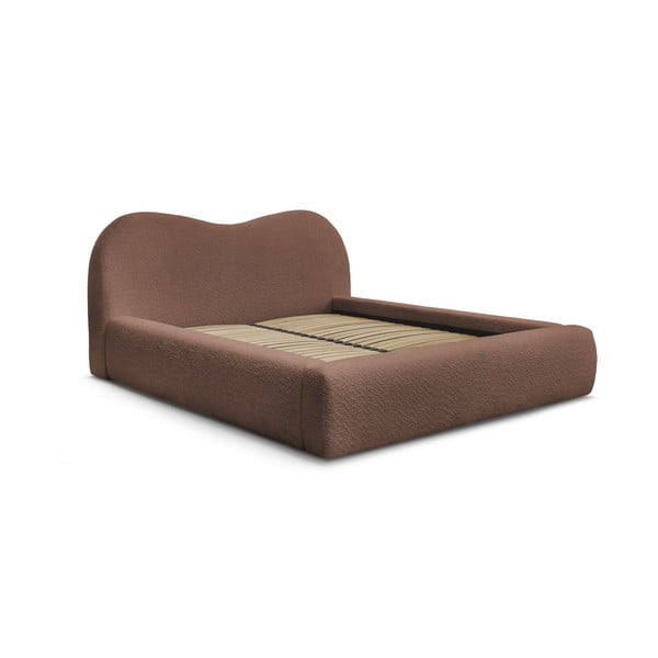 Letto matrimoniale arancione imbottito con spazio contenitivo con rete inclusa 140x190 cm Orlane – Bobochic Paris