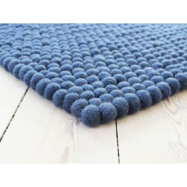 Tappeto in lana blu, 100 x 150 cm Ball Rugs - Wooldot