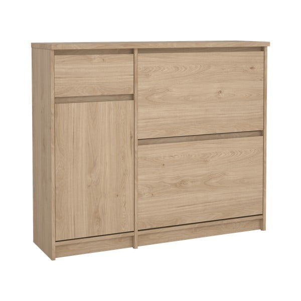 Scarpiera di colore naturale con effetto rovere con ante ribaltabili 109x93x32 cm Naia – Tvilum