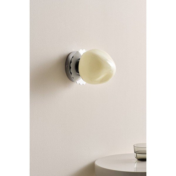 Plafoniera color crema/color argento lucido in vetro opale ø 12 cm Bon – Jotex-image-2