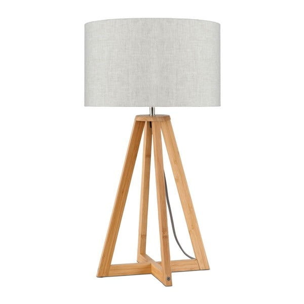 Lampada da tavolo con paralume beige chiaro e struttura in bambù Everest - Good&Mojo