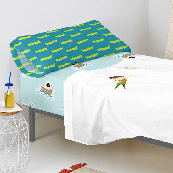 Lenzuolo in cotone elasticizzato azzurro, 90 x 200 cm Flying Boy - Mr. Fox-image-4