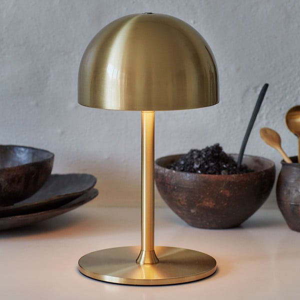 Lampada da tavolo LED color ottone con paralume in metallo con telecomando (altezza totale 22 cm) Tim – Sirius-image-1