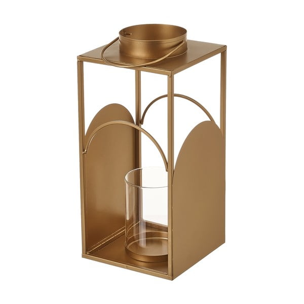 Lanterna in metallo color oro, altezza 35 cm - Casa Selección