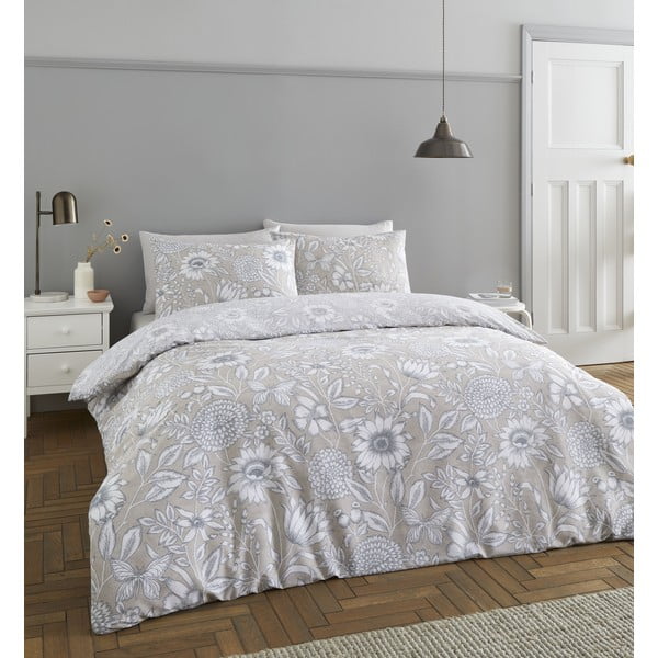 Biancheria da letto grigia 200x135 cm Tapestry Floral - Catherine Lansfield-image-1