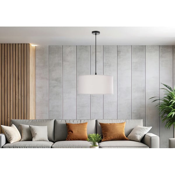 Lampadario bianco con paralume in tessuto ø 40 cm Shanti – Candellux Lighting-image-4