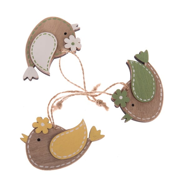 Set di 3 decorazioni da appendere in legno Birdies - Dakls