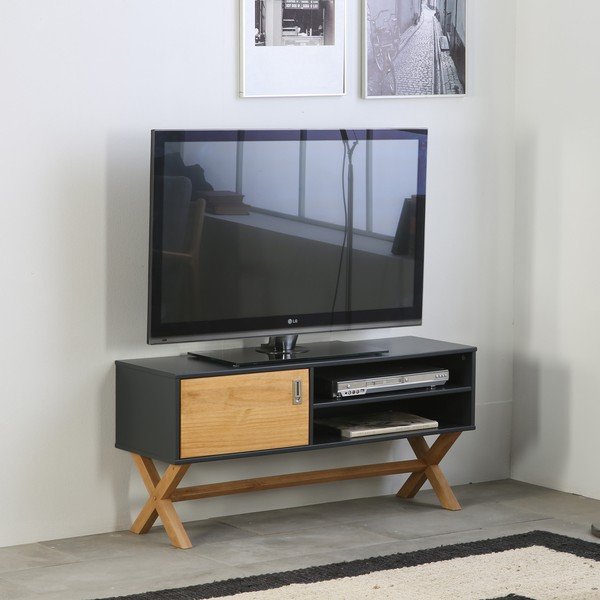 Tavolo TV grigio antracite Leidi, 110 x 52 cm - Marckeric-image-1